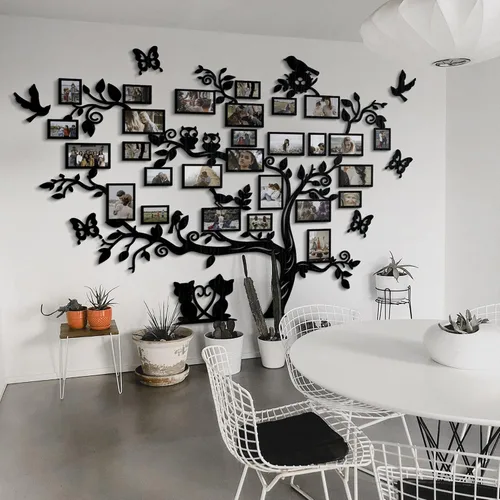 Miniatura 7 de JustLikeWood Calcomanía grande de madera para pared de árbol genealógico de 122 x 90.55 pulgadas con marco, gran familia, decoración del hogar
