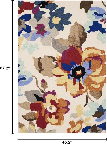 Miniatura 2 de SAFAVIEH Four Seasons Collection FRS509D - Alfombra floral con gancho a mano (3 pies 6 pulgadas x 5 pies 6 pulgadas), color marfil/multi