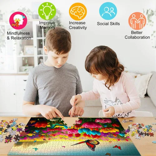 Miniatura 4 de HUADADA Rompecabezas para adultos de 1000 piezas para adultos, juego desafiante, rompecabezas de mariposa con letras en la parte posterior