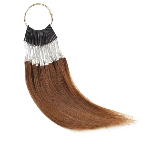 Miniatura 9 de Juego de 30 mechones por juego de muestras de cabello 100% humano, anillos de color para extensiones de cabello humano y muestra de teñido de Rubio