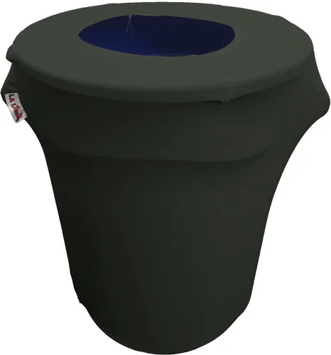 Miniatura 59 de LA Linen Cubierta para cubo de basura ajustable de elastano elástico de 32 galones, cubierta redonda para contenedor de residuos, decoración de Gris