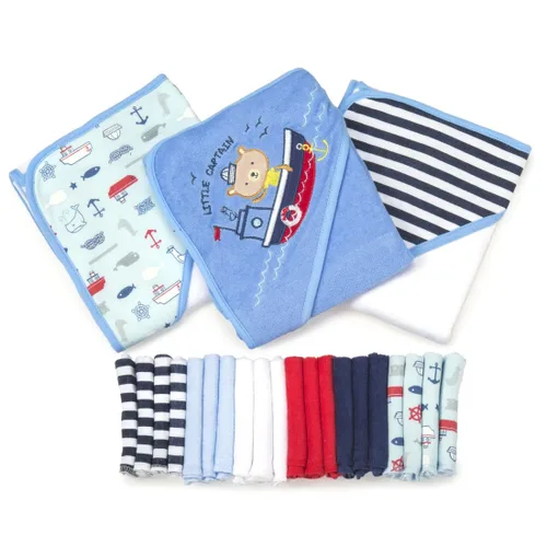 Miniatura 12 de Spasilk Baby - Juego de toallas con capucha y paños de baño para niñas y niños recién nacidos (23 unidades)