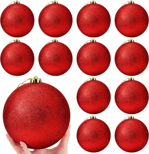 Miniatura 11 de Poen 12 piezas de adornos de bolas de Navidad grandes de 6 pulgadas con purpurina, adornos de Navidad extra grandes, bolas de Navidad gigantes