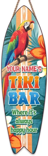 Miniatura 21 de Artsy Woodsy Letrero de madera personalizado con estampado de barra Tiki (no tallado ni neón), decoración de verano, cartel de piscina, patio