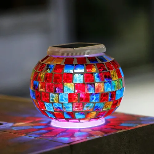 Miniatura 2 de Starryfill - Luces de mesa LED de bloque de vidrio solar que cambian de color - Recargables, para exterior e interior, ideales para regalos
