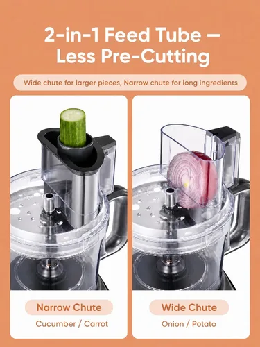Miniatura 3 de FOHERE Procesador de alimentos, 12 tazas, picadora de alimentos 2 en 1 y picadora de carne, motor de 500 W, sin BPA, acero inoxidable, procesador