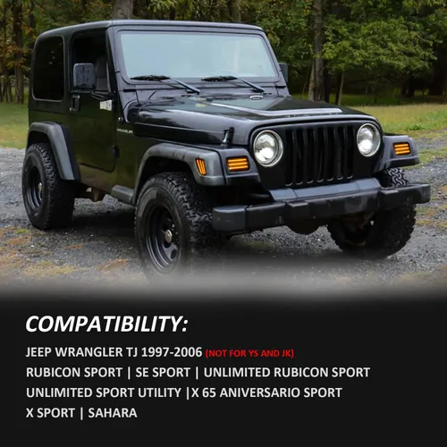 Miniatura 5 de Bestview Luz de Señal de Giro Delantera y Luz Marcadora Lateral LED Compatible con Jeep Wrangler TJ 1997-2006, Kit de Luz de Señal de Giro