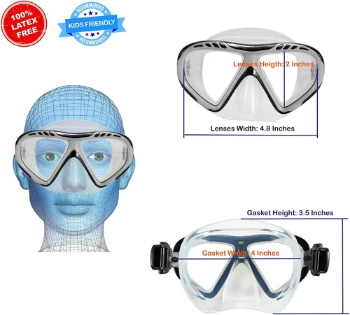 Miniatura 7 de Gafas de natación para niños, cubierta de nariz, gafas para niños sin tirones de pelo,Máscara de natación para niños antiniebla 1 unidad: dinosaurio