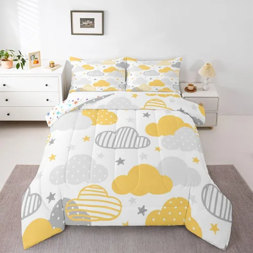 Miniatura 32 de Erosebridal Juego de edredón tamaño individual de animales del bosque, juego de ropa de cama de oso marrón para niños y niñas, edredón de plumón