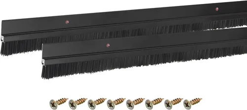 Miniatura 18 de uxcell 2 piezas cepillo de puerta barrido inferior forma H base de aleación de aluminio con cepillo de nailon de 0.4 pulgadas para hogar, industrial