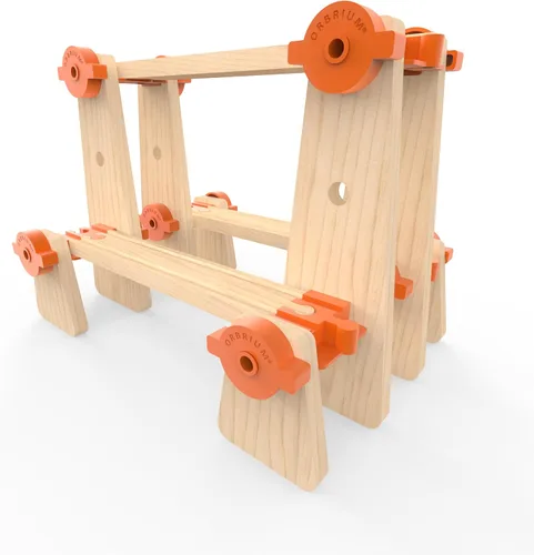 Miniatura 4 de Accesorios de madera para vías de tren Build & Play, 90 piezas de juguetes STEM de ferrocarril elevados, paquete de expansión de pistas ascendentes
