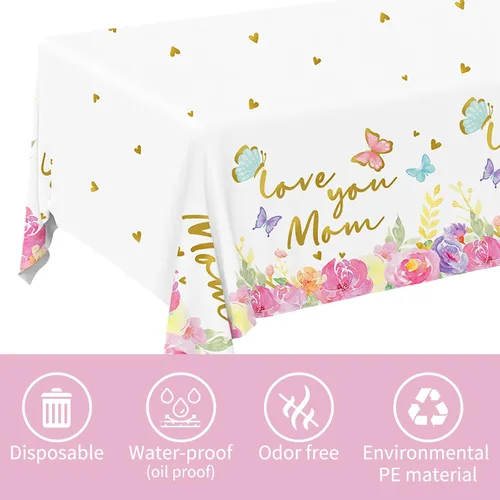 Miniatura 6 de Decoraciones de fiesta del Día de la Madre, Serve 25, Happy Mother Day Pack incluye: platos de papel para cena, platos de postre, servilletas