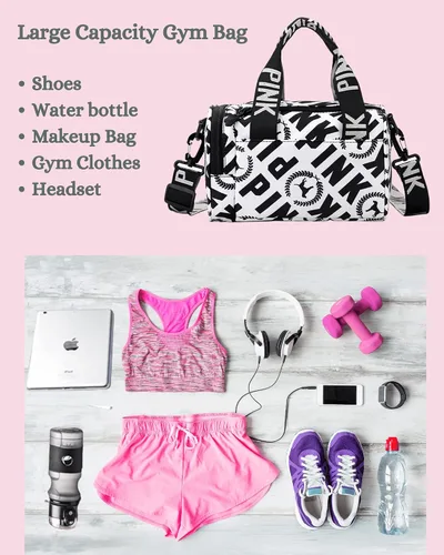 Miniatura 8 de Bolsa de gimnasio pequeña estética, bonita bolsa de lona con asa, bolsa de viaje para el hombro, bolsa cruzada resistente para deportes de natación
