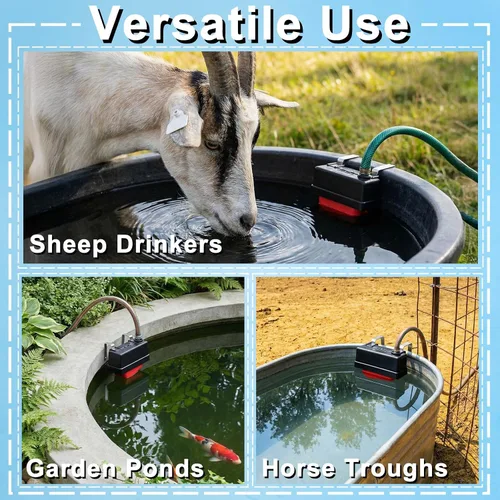 Miniatura 7 de Lounsweer Paquete de 4 válvulas de flotador de canal de agua para tanque de agua, válvula de flotador controlada, monitores de nivel ajustable