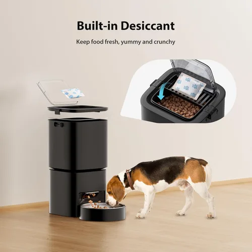 Miniatura 5 de Comedero automático para gatos, 5 l/21 tazas, alimentador automático para mascotas, alimentador automático de doble potencia, dispensador