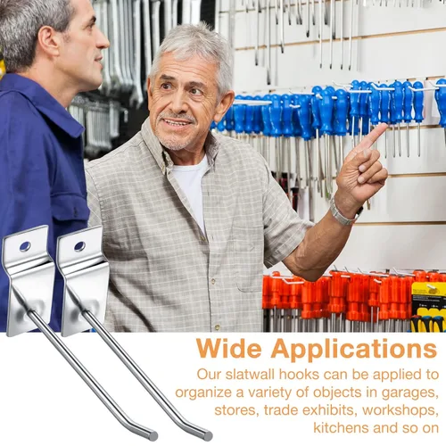 Miniatura 5 de Moxweyeni - 100 piezas de ganchos de pared para paneles de listones resistentes, ganchos de pared de listones de metal para colgar, ganchos de pared