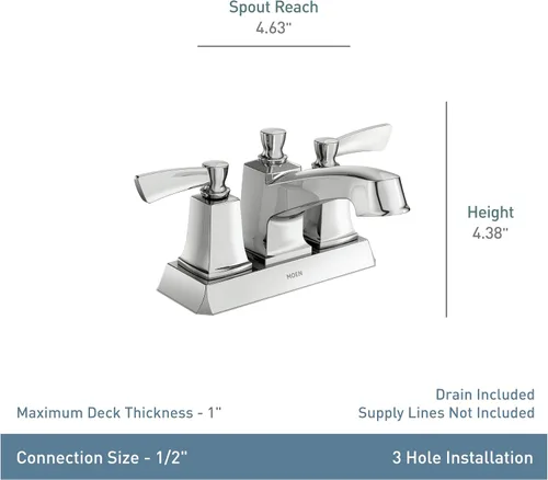 Miniatura 3 de Moen Conway Spot Resist - Grifo de baño con dos manijas de níquel cepillado con montaje de drenaje, WS84922SRN