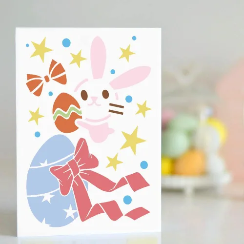 Miniatura 7 de Plantilla de plantillas de pintura de Pascua, 10 unidades, diseño de conejito de Pascua, huevo de gato, plantilla de pintura de plástico, plantillas