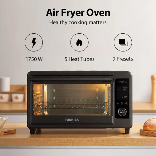 Miniatura 2 de Toshiba TL2-AC25CZA(GR) horno tostador con freidora de aire, horno digital de convección 6 en 1 con 9 funciones preestablecidas de cocción, para 6