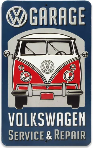 Miniatura 10 de Volkswagen Happy Hippy Letrero Redondo de Metal - Divertido Letrero de VW Beetle para Garaje o Cueva del Hombre Naranja