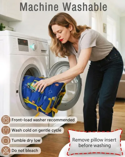 Miniatura 6 de Primlect - Tapete para siesta para bebé con almohada extraíble y manta de franela, bolsa de dormir portátil para niños, fácil de enrollar, lavable