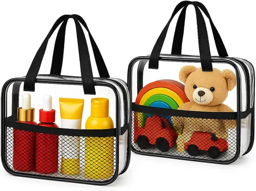 XEWEA Bolsas de Aseo Transparentes de Viaje, Paquete de 3 Bolsas de Maquillaje Transparentes Aprobadas por TSA para Hombres y Mujeres, Kit