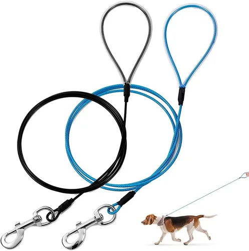 Miniatura 13 de Correa para perro a prueba de masticación Mi Metty, correa de cable metálico de 6 pies, correa resistente hecha de cuerda de alambre recubierta