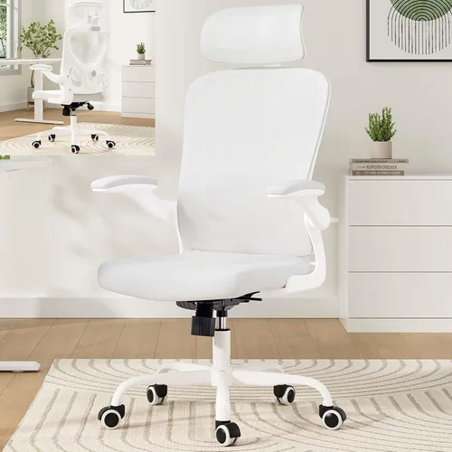 Miniatura 10 de Sillas de oficina ergonómicas de malla con soporte lumbar y reposacabezas ajustable, cómoda silla de escritorio para computadora con respaldo alto