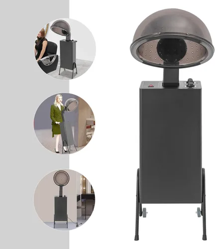 Miniatura 3 de Secador de pelo de pie para salón, secador de pelo profesional con capucha de 1200 W, secador de salón negro con capucha, temporizador de 60