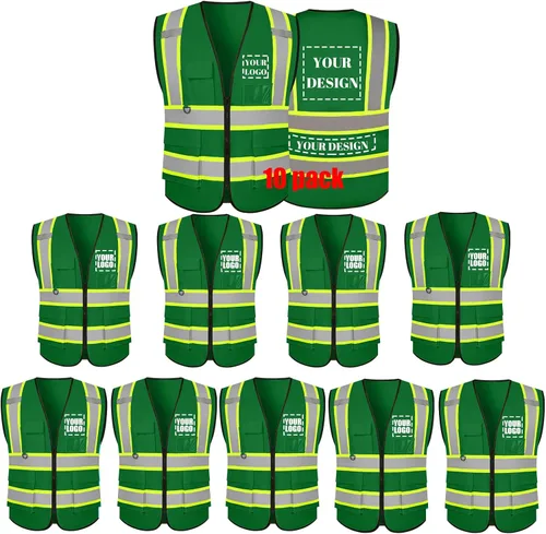 Miniatura 39 de Chaleco de seguridad reflectante de alta visibilidad con 5 bolsillos y cremallera clase 2 para adultos, unisex, ropa de trabajo de seguridad