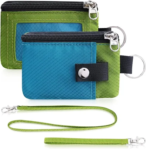 Miniatura 51 de Artpaxy Cartera minimalista para hombres y mujeres, llavero con bloqueo RFID, con cremallera, pequeña cartera con ventana de identificación, 2