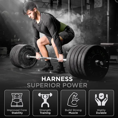 Miniatura 7 de WYOX Cinturón de levantamiento de pesas para gimnasio y fitness, piel de vaca, cinturón acolchado de soporte lumbar de 4 pulgadas, 8 agujeros