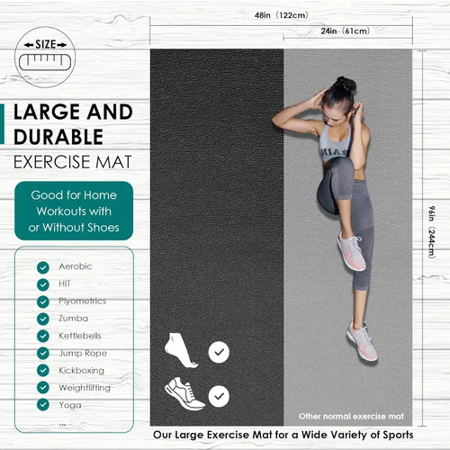 Miniatura 3 de Large Exercise Mat, 8' x 6'/8' x 4'/6' x 4' Extra Durable Workout Mats for Home Gym Flooring, High-Density Gym Mats Cardio Mat for Jump Rope, MMA