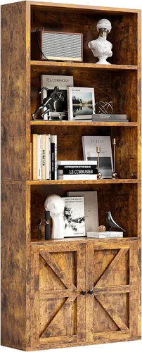 Miniatura 12 de oneinmil Estantería y Librero de 71.5" de Altura, 6 Niveles de Estanterías de Madera con Puertas de Armario, Estanterías de Piso y Gabinetes