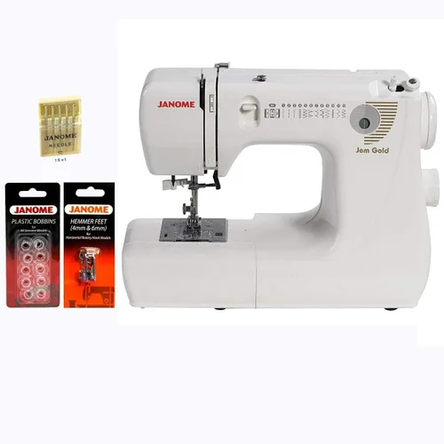 Janome Jem Gold 660 - Máquina de coser con kit de 3 piezas