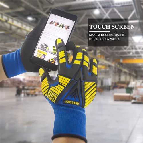 Miniatura 4 de 3 pares de guantes de trabajo, guantes resistentes a los impactos con goma para hombres y mujeres, guantes de nitrilo resistentes a cortes, guantes