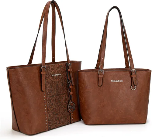 Montana West Bolsa de mano para mujer, juego de bolso grande y bolsos de mano, colección en relieve, juego de 2 piezas