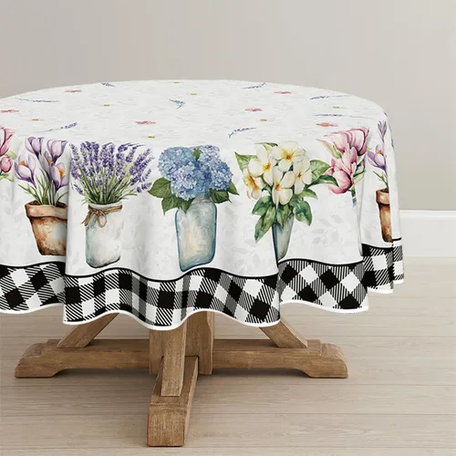 Miniatura 8 de Horaldaily Mantel de primavera y verano de 60 x 84 pulgadas, florero floral de Pascua con tulipán lavanda y hortensias para decoración de fiestas