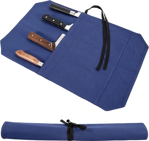 Miniatura 3 de Bolsa de rollo para cuchillos de chef Hersent, funda portátil para cuchillos de chef con 4 ranuras, bolsa de almacenamiento para viajes, el mejor