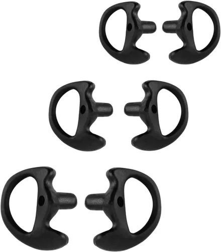 Reemplazo de auriculares Earmold para kits de audio de tubo de bobina acústica de aire para radio de dos vías Motorola Kenwood (Negro, 3 pares -