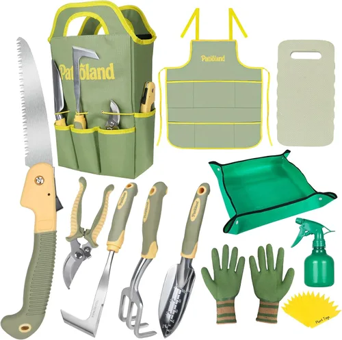 Miniatura 8 de Juego de herramientas de jardín de 4 piezas, mango ergonómico, kit de herramientas de jardín con paleta resistente, tenedor de mano, tijeras