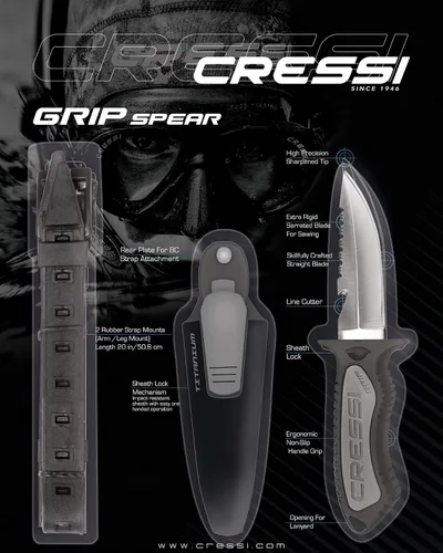 Miniatura 7 de Cressi Cuchillo de lanza Grip de 6.8 pulgadas, color negro