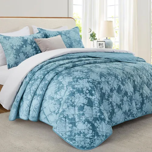 Miniatura 50 de IR Imperial Rooms Velvet Twin Quilt Bedspread Comforter Bedding Set 2 Pcs Diamond Pattern - (68"x86") Bedspread Coverlet + 1 Pillow Shams
