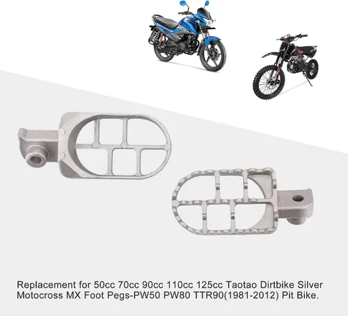 Miniatura 5 de GOOFIT Reposapiés de aluminio de 0.315 in para reposapiés de 50 cc, 70 cc, 90 cc, 110 cc, 125 cc, Taotao Dirtbike Silver Motocross MX Foot Pegs-PW50