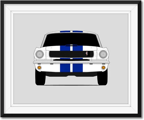Custom Car Posters Póster hecho a mano compatible con Shelby GT350 Mustang (1965-1966), arte de pared impreso, impresión satinada de 24 x 36