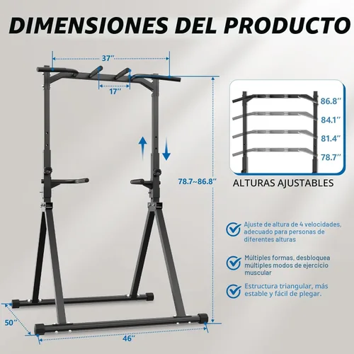 Miniatura 2 de Estación de dominadas Barra de dominadas para equipo de gimnasio en casa Estación de fondos Torre de potencia Entrenamiento de fuerza Equipo