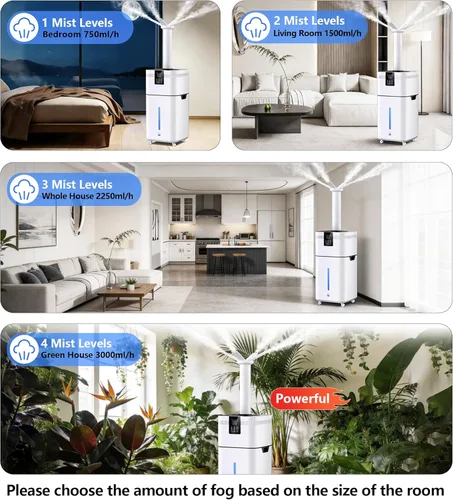 Miniatura 5 de Humidificador comercial de 30 l/7.93 galones para habitación grande, 4200 pies cuadrados, humidificadores de 101.4 fl oz/h para toda la casa