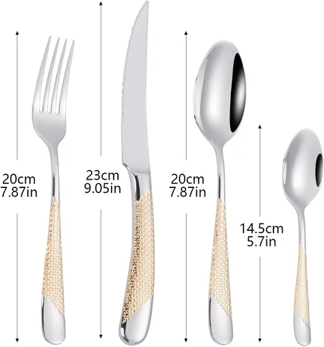 Miniatura 3 de Juego de cubiertos de 16 piezas, juego de cubiertos de acero inoxidable con cuchara y tenedor para 4, utensilios de cocina, acabado espejo, apto