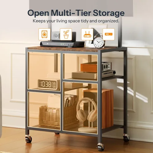 Miniatura 8 de HOOBRO Soporte de TV pequeño con ruedas y soporte para televisores de 50 pulgadas, soporte móvil de TV móvil con estantes de almacenamiento, pequeño