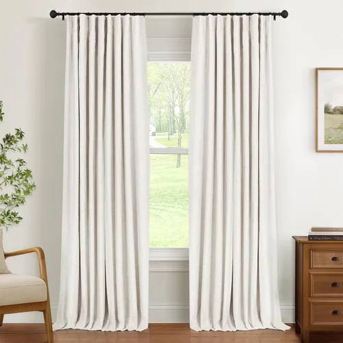 Miniatura 35 de INOVADAY Cortinas térmicas para puerta corredera 100% opacas para dormitorio, cortinas de puerta corrediza de vidrio extra anchas para patio, lino